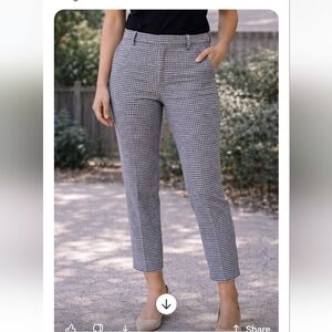 LOFT Riviera Slim Black & White Gingham Pants | Size 8 | Stretch